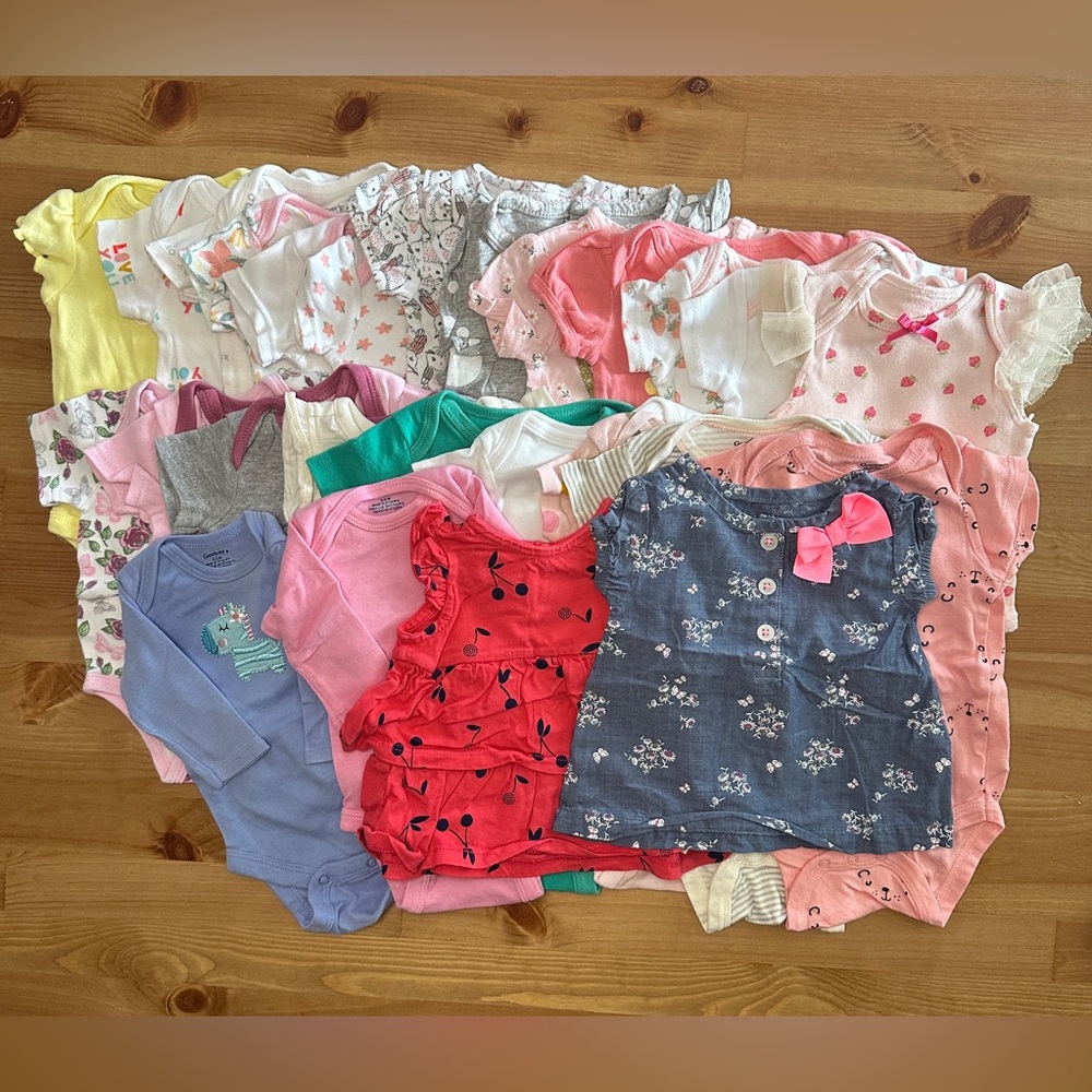 Baby Girl Clothes Bundle 0-3 month Onesies Leggings Rompers Shorts Pajamas PJs